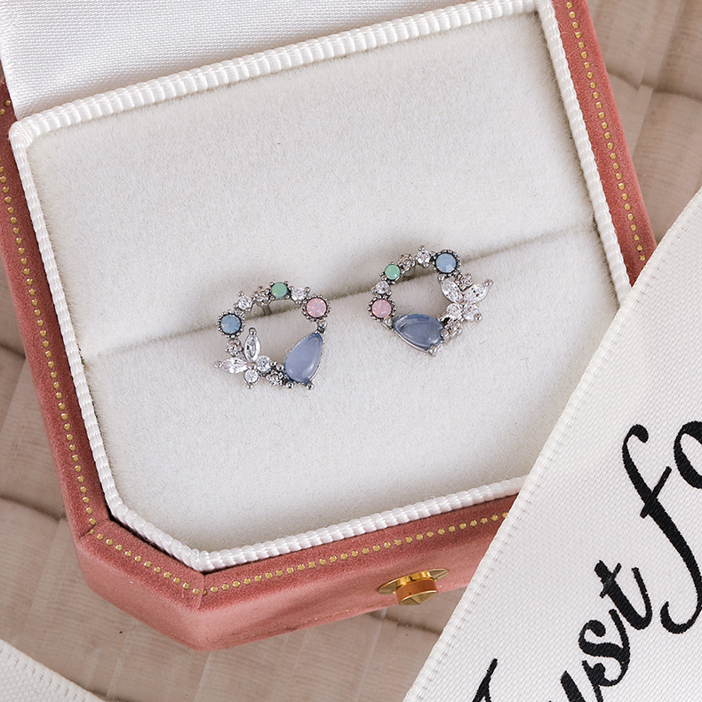 지르코니아 플라워 이어 스터드