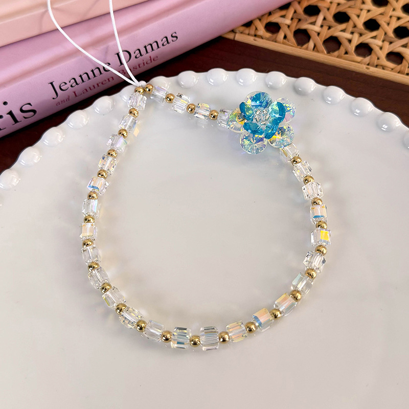 سوار هاتف مع زهرة خرز زجاجي