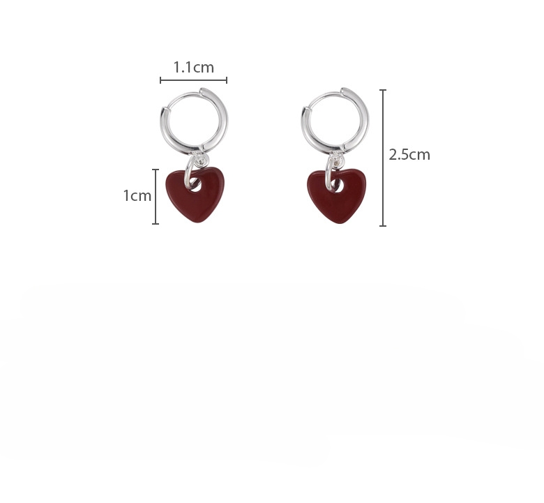 Orecchini a Cerchio con Cuore Rosso