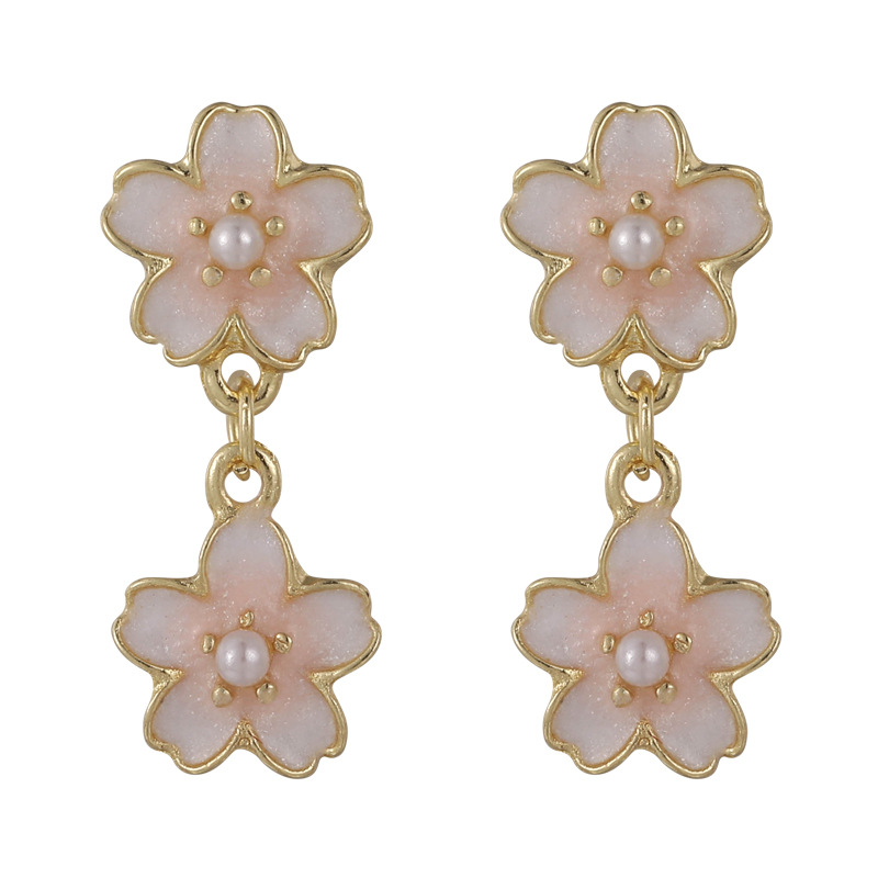 Boucles d'Oreilles Fleur de Cerisier Émaillées