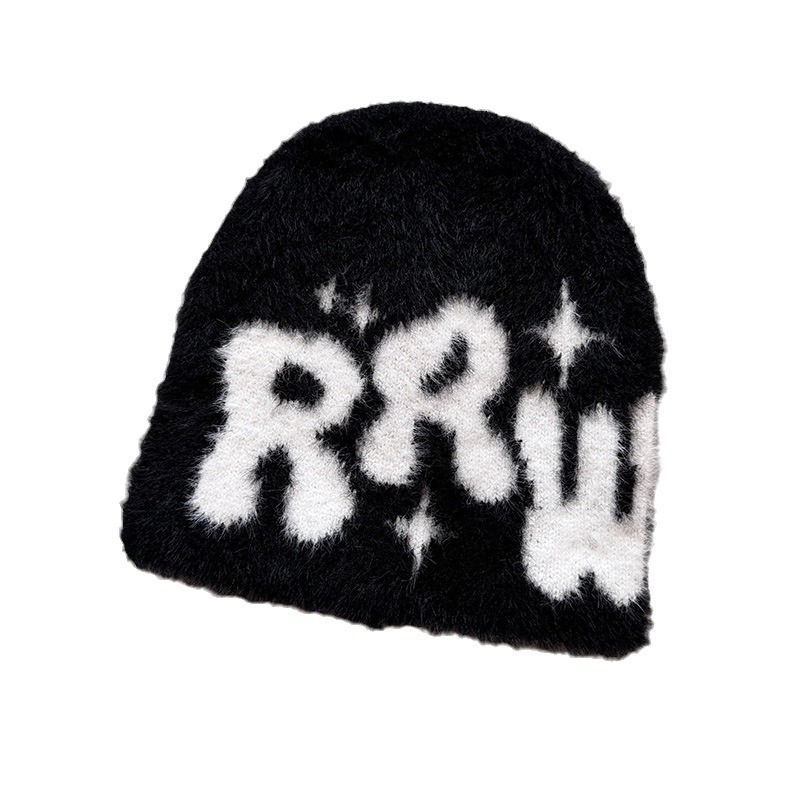 Gorro de Pele Falsa de Visom com Letras