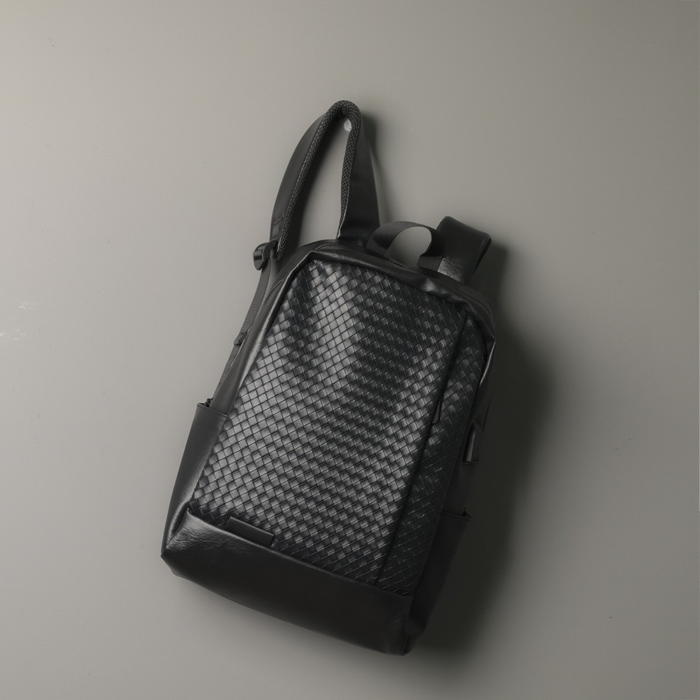 웨븐 PU 가죽 유니섹스 노트북 백팩