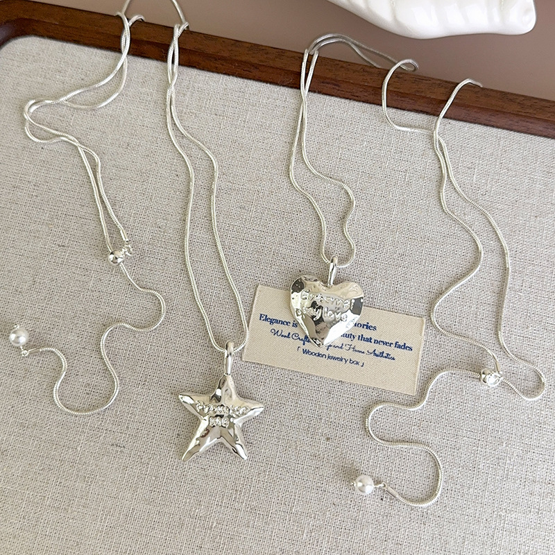 Довге Намисто з Підвісками Серце та Зірка