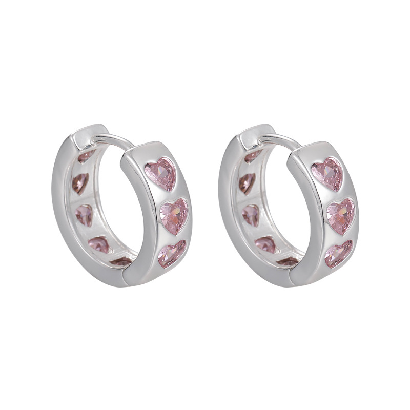 Pembe Elmas Kalp Küpeler