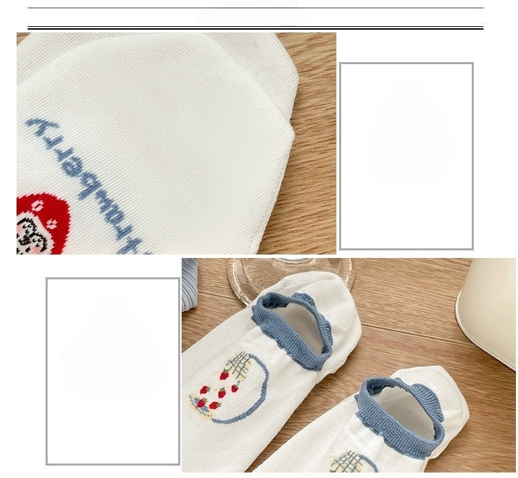 과일 패턴 여성용 발목 양말