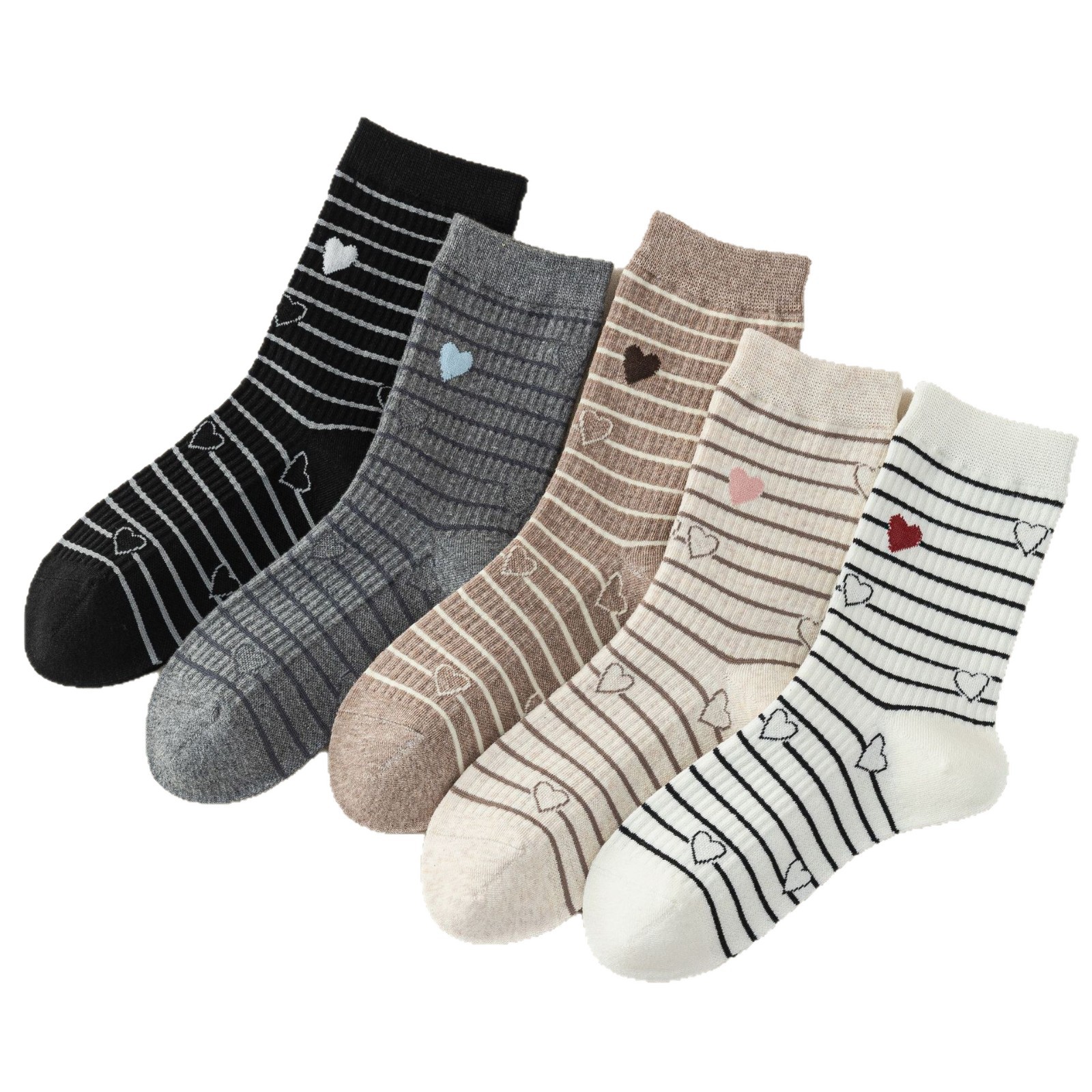 Meias de Corações Listrados para Mulheres