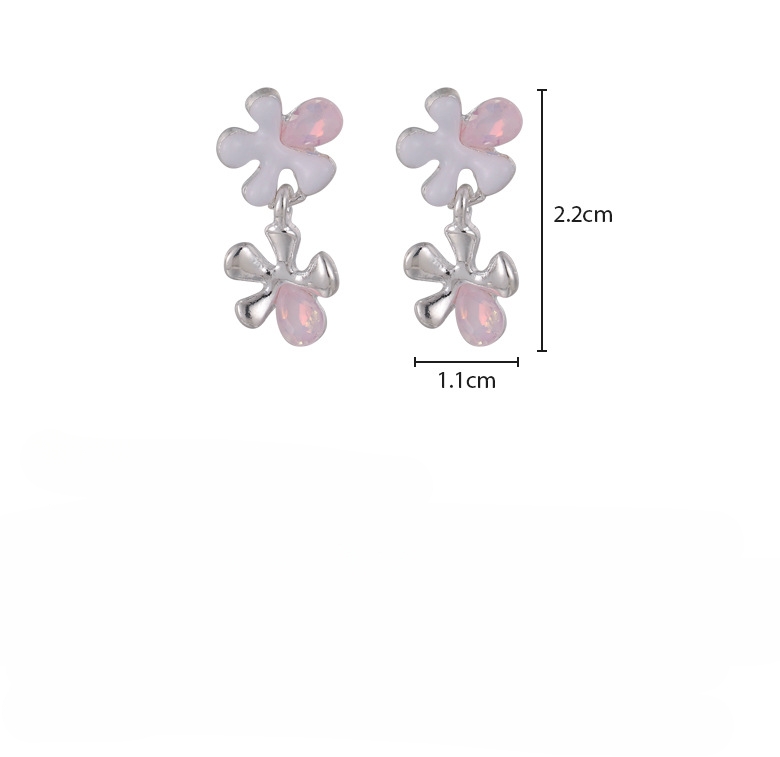 핑크 라인스톤 플라워 귀걸이
