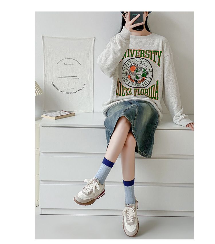 Meias Meia-Altura de Algodão com Letras