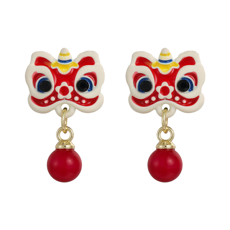 Lion Dance Pearl Earrings