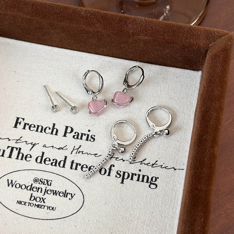 Набір Сережок Рожеве Серце 6 Штук