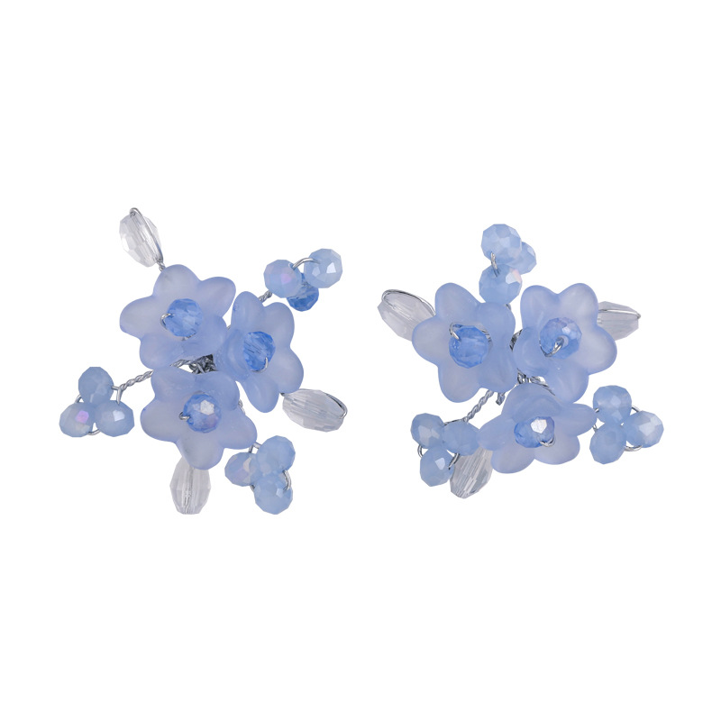 Orecchini a Bottone Floreali Blu