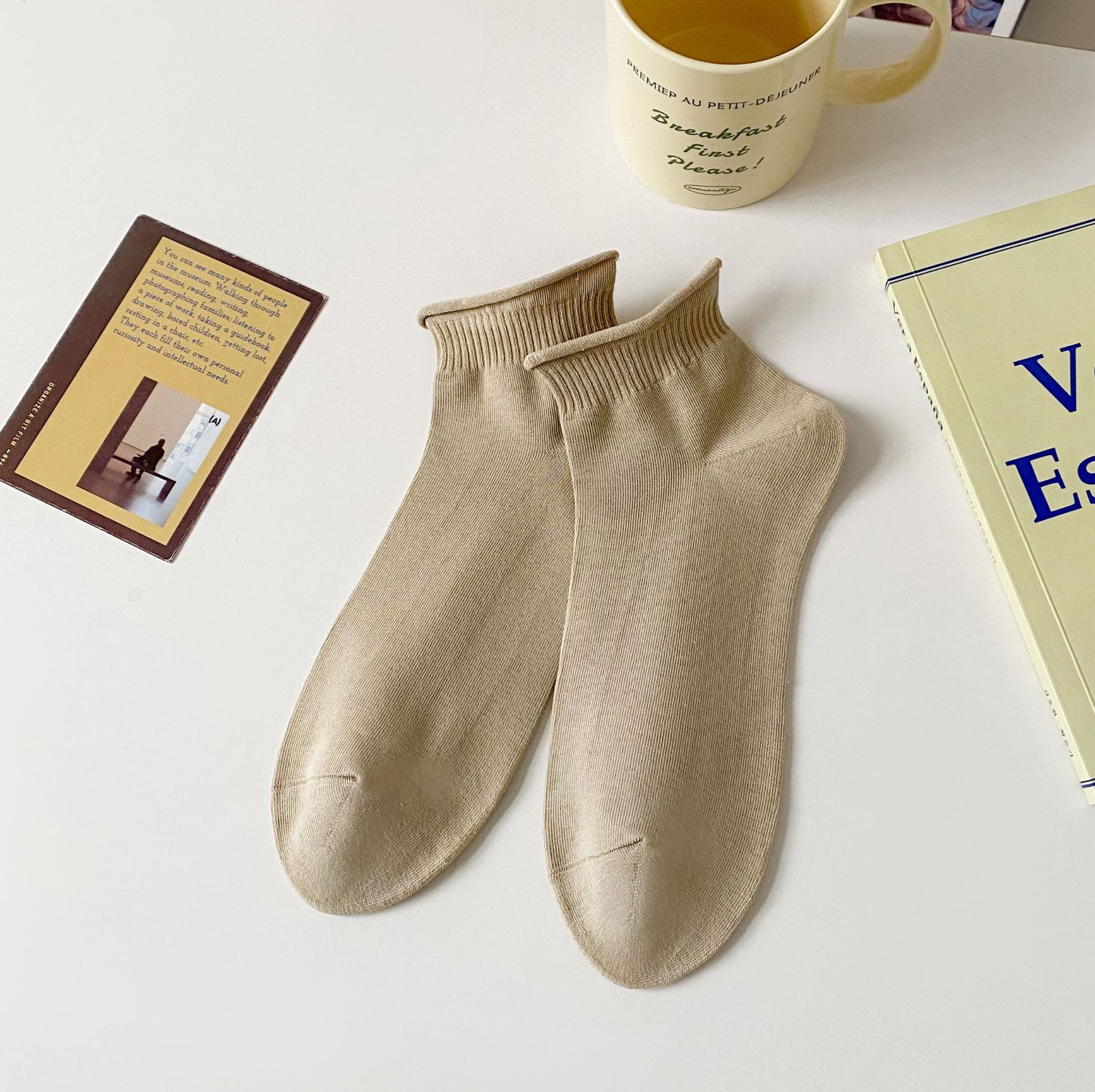 レディース通気性コットンノーショーソックス