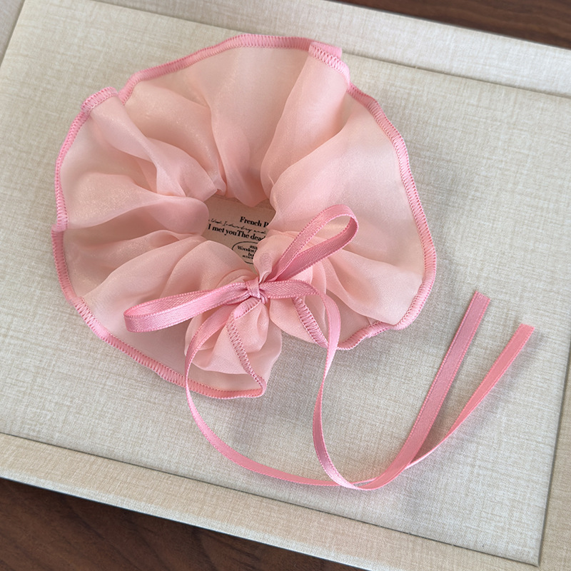 Gumki do Włosów Scrunchie z Siatką i Wstążką