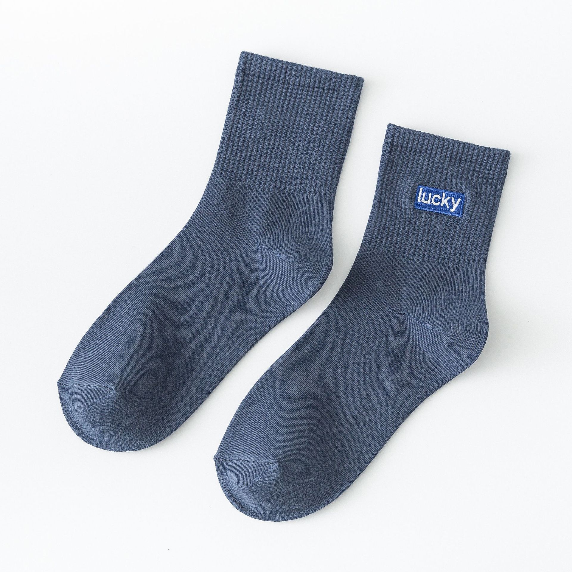 Meias Mid-Calf Bordadas com Letras