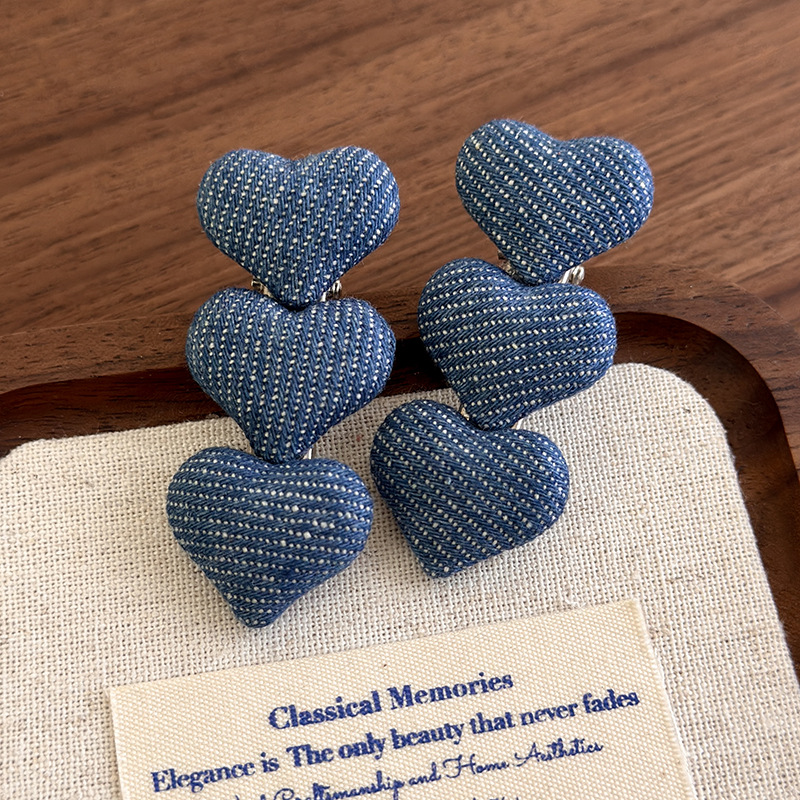 Agraf de Păr cu Inimă Denim Albastru