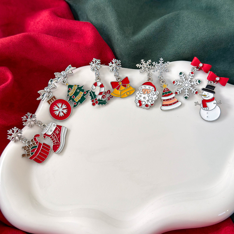 ต่างหูคริสต์มาสเงินเคลือบ