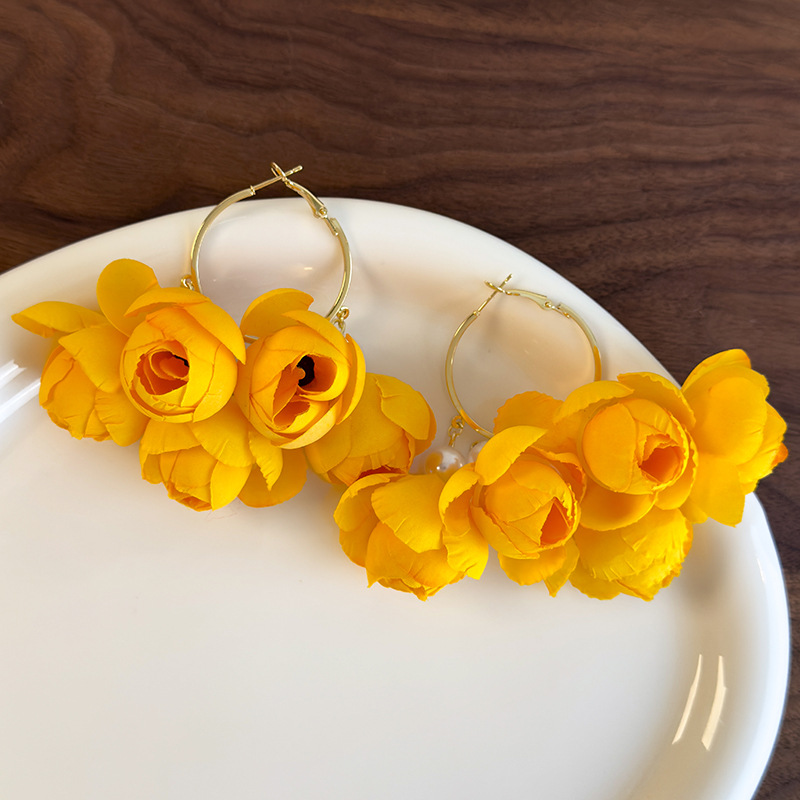 Серьги-кисточки с жемчугом Цветочные