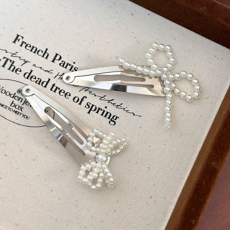 Barrette avec Nœud et Perle Imitation