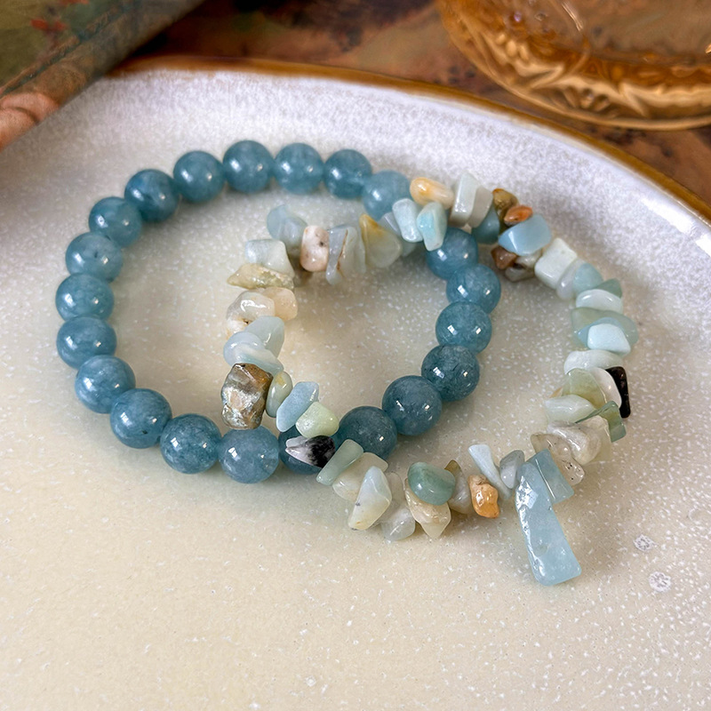 블루 크러쉬 스톤 비즈 브레이슬릿
