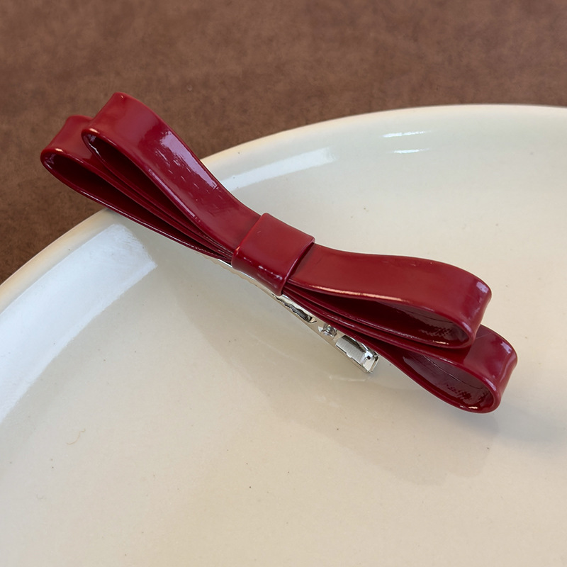 Agrafă de Păr Cu Piele Cu Fundiță Cioc de Rață