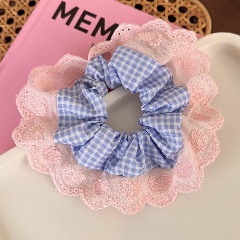 하트 레이스 체크 스크런치