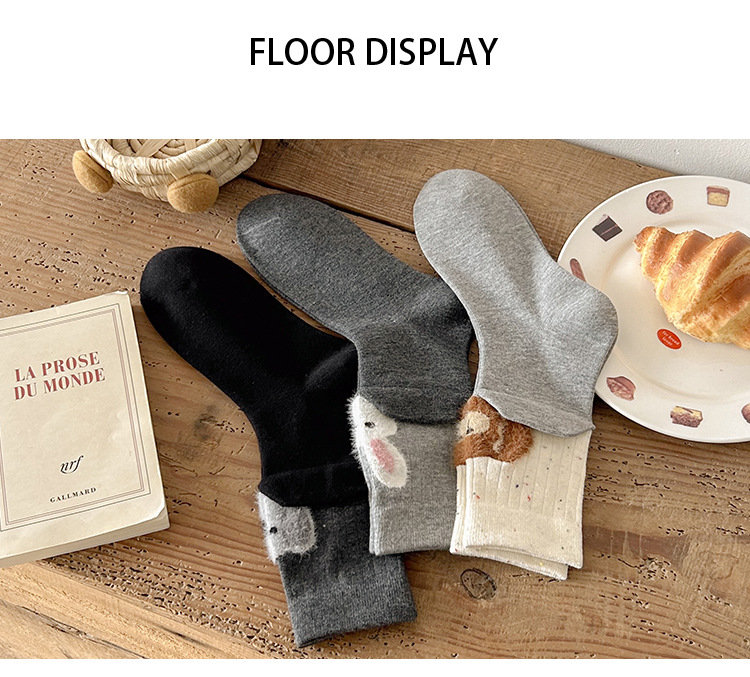 Meias Meia-Canela Mulher Flockada Desenho Animado