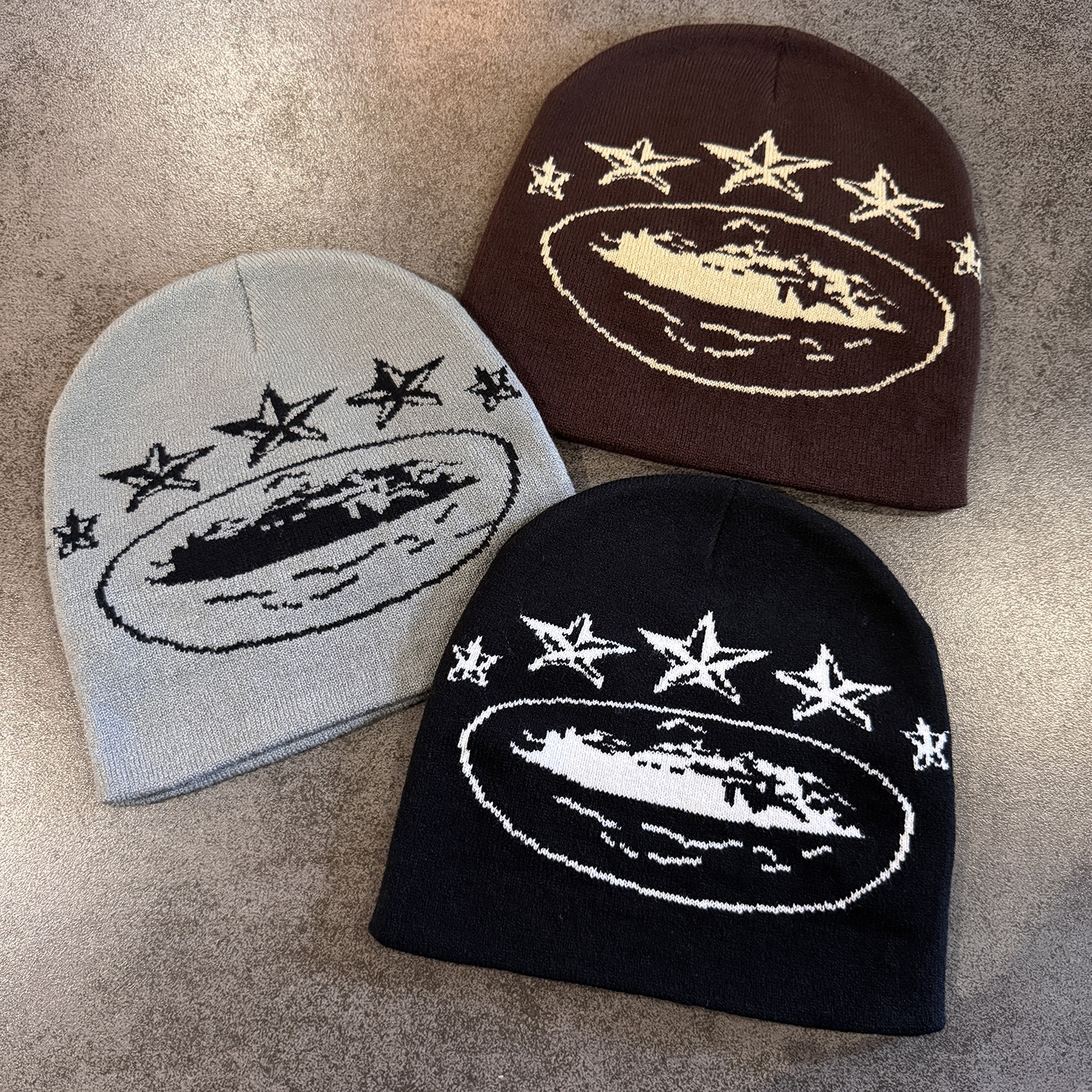 Jacquard gebreide muts