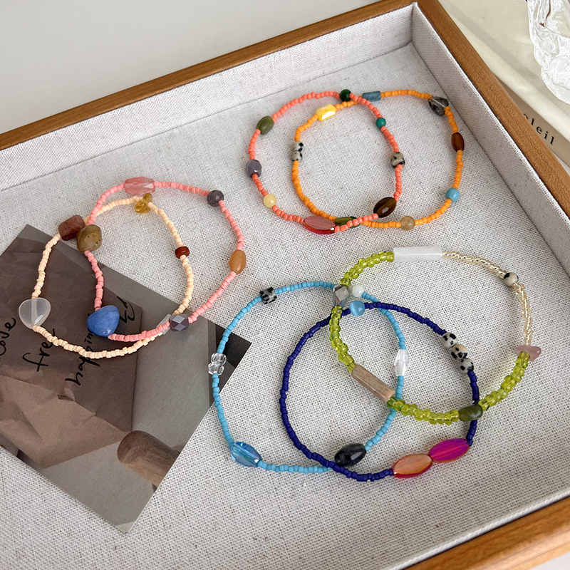 Κινέζικο Βραχιόλι με Πέτρες και Χάντρες Ρυζιού