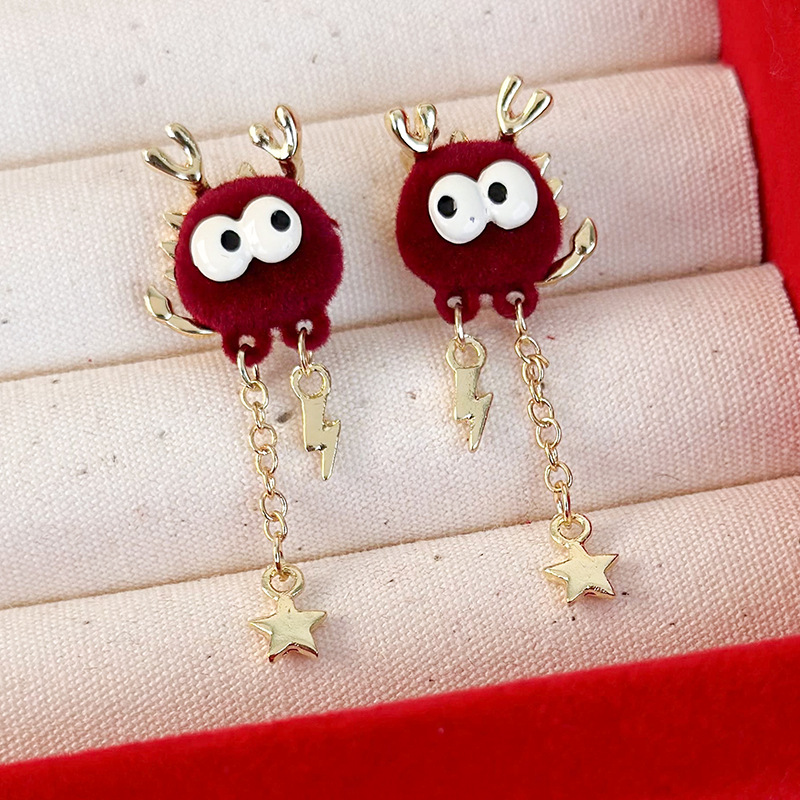 중국 뱀 별자리 귀걸이