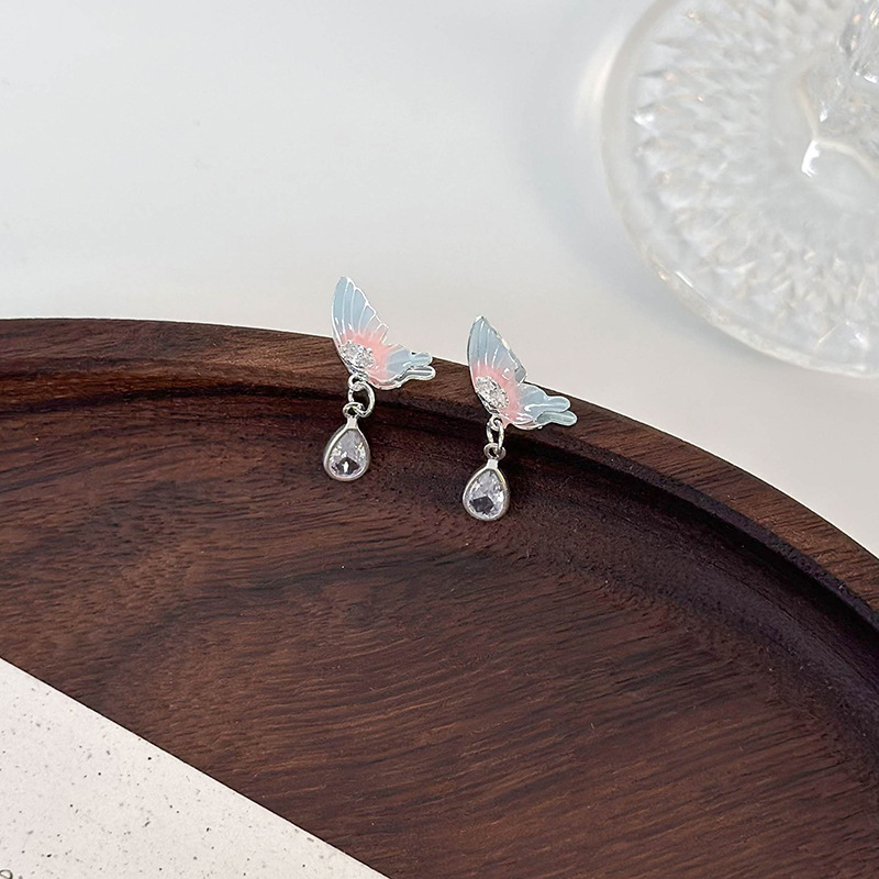 Přechodové Růžové Motýlí Náušnice