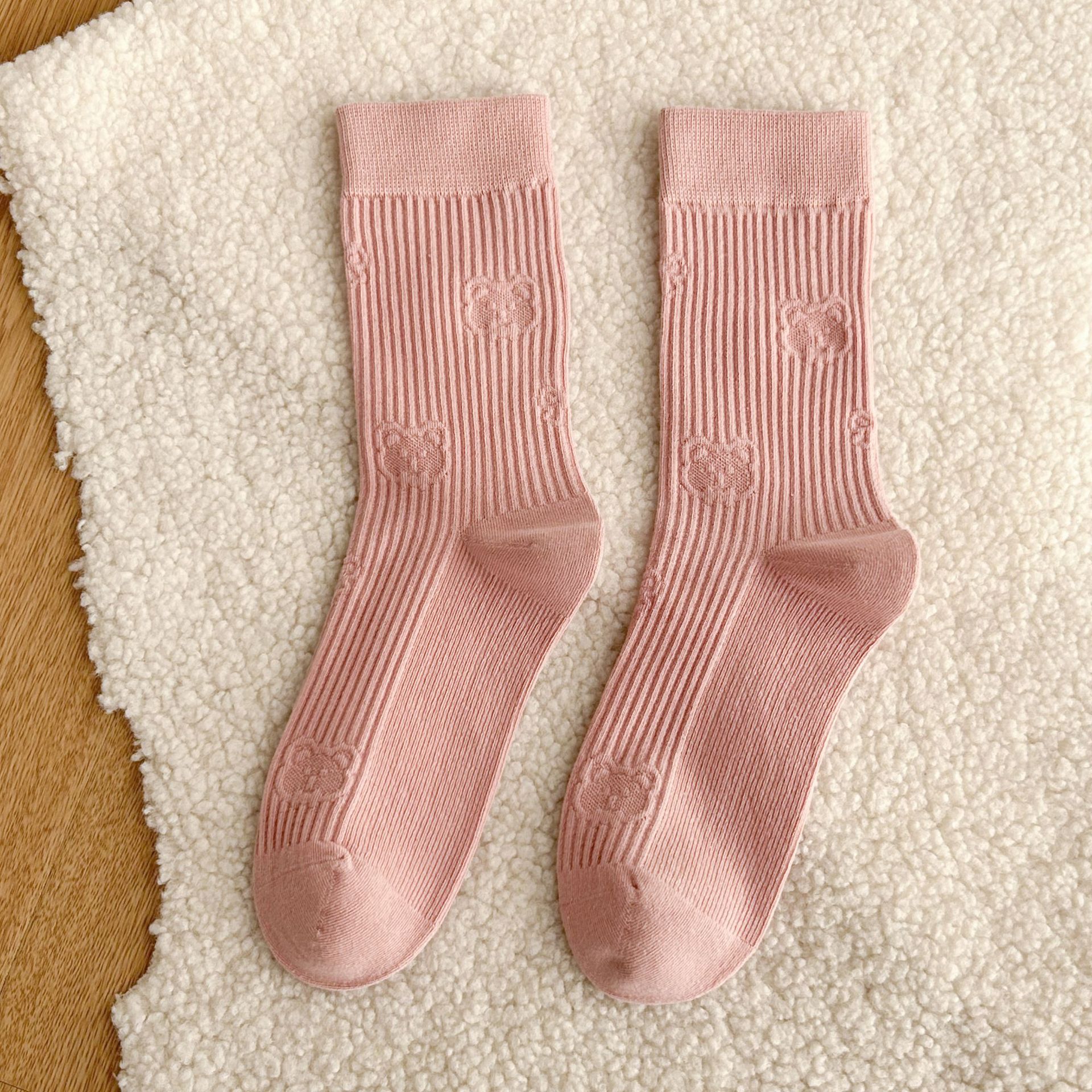 Meias de algodão até a panturrilha com padrão diamante