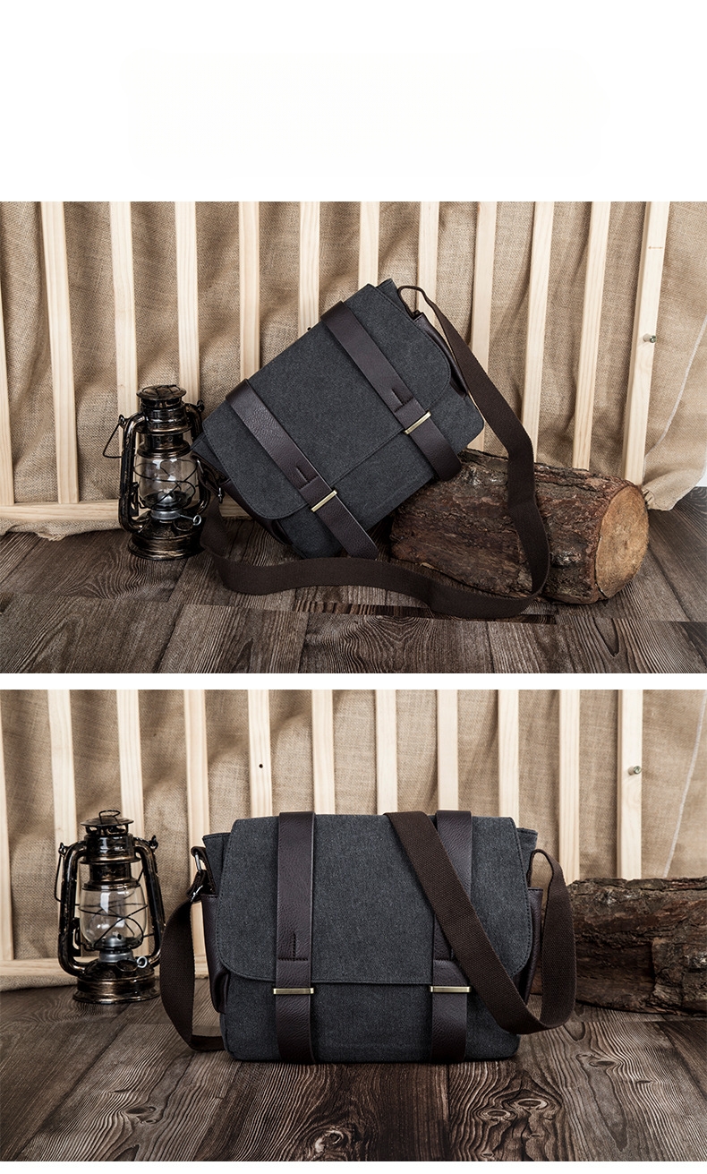 メンズキャンバスクロスボディショルダーバッグ