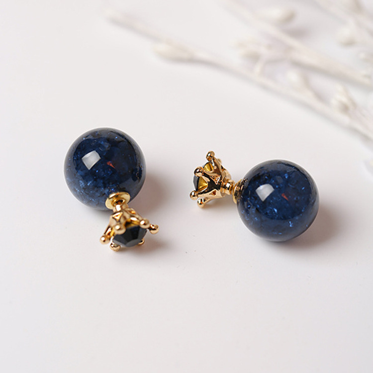 양면 크라운 크리스탈 귀걸이