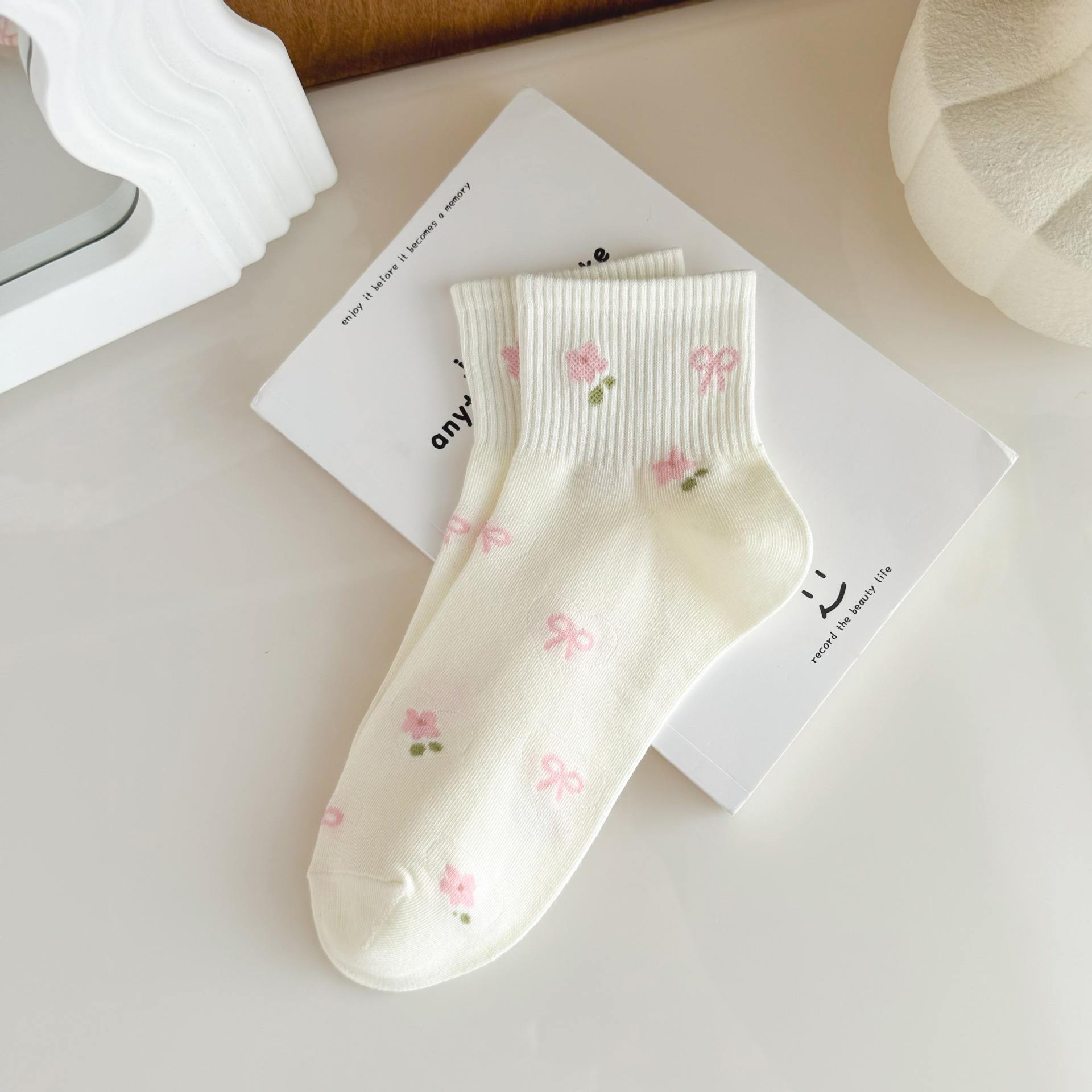 Meias Tornozelo Femininas Florais