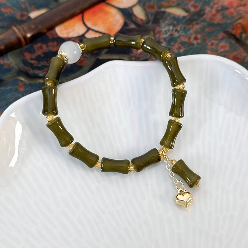 대나무 매듬 캣츠아이 비즈 팔찌