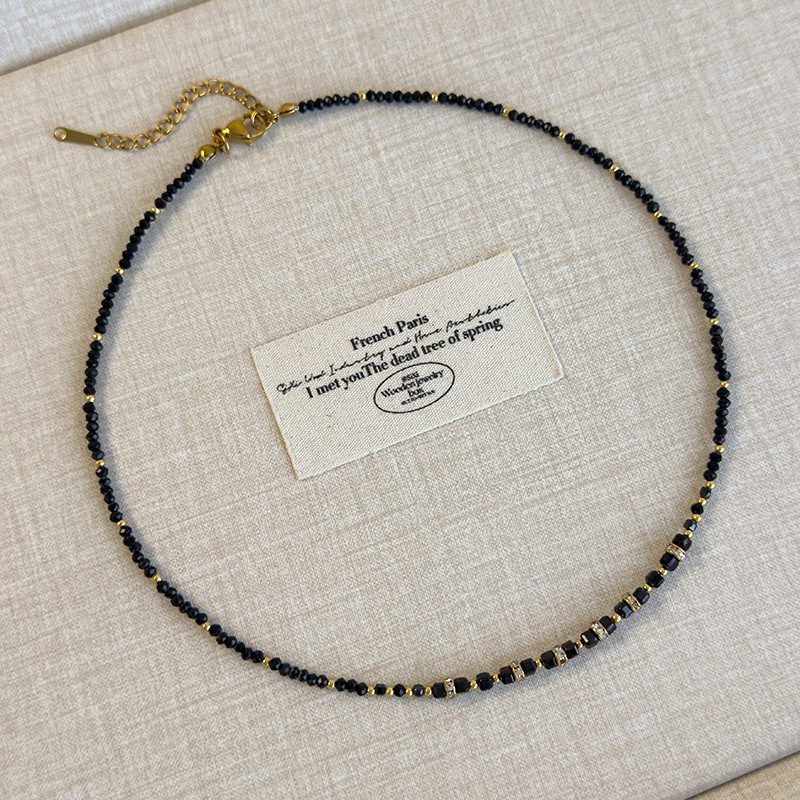 Намисто з Чорним Онiксом та Цирконієм