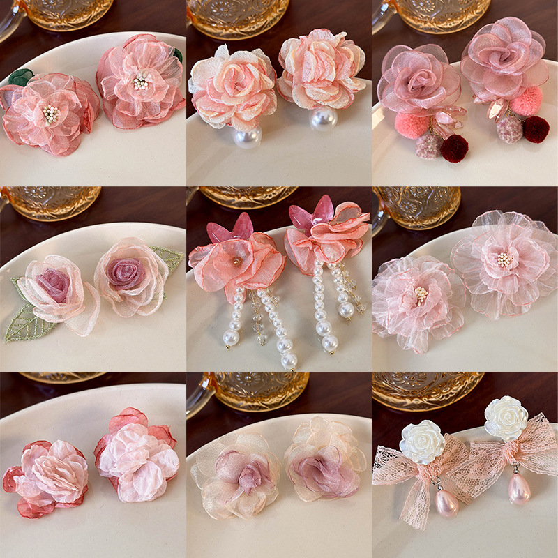 메쉬 플라워 이어링