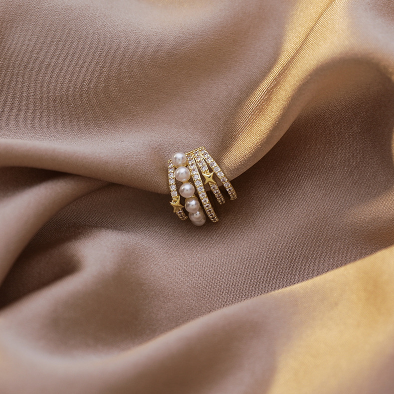 マルチレイヤーサークルクリップオンイヤリング