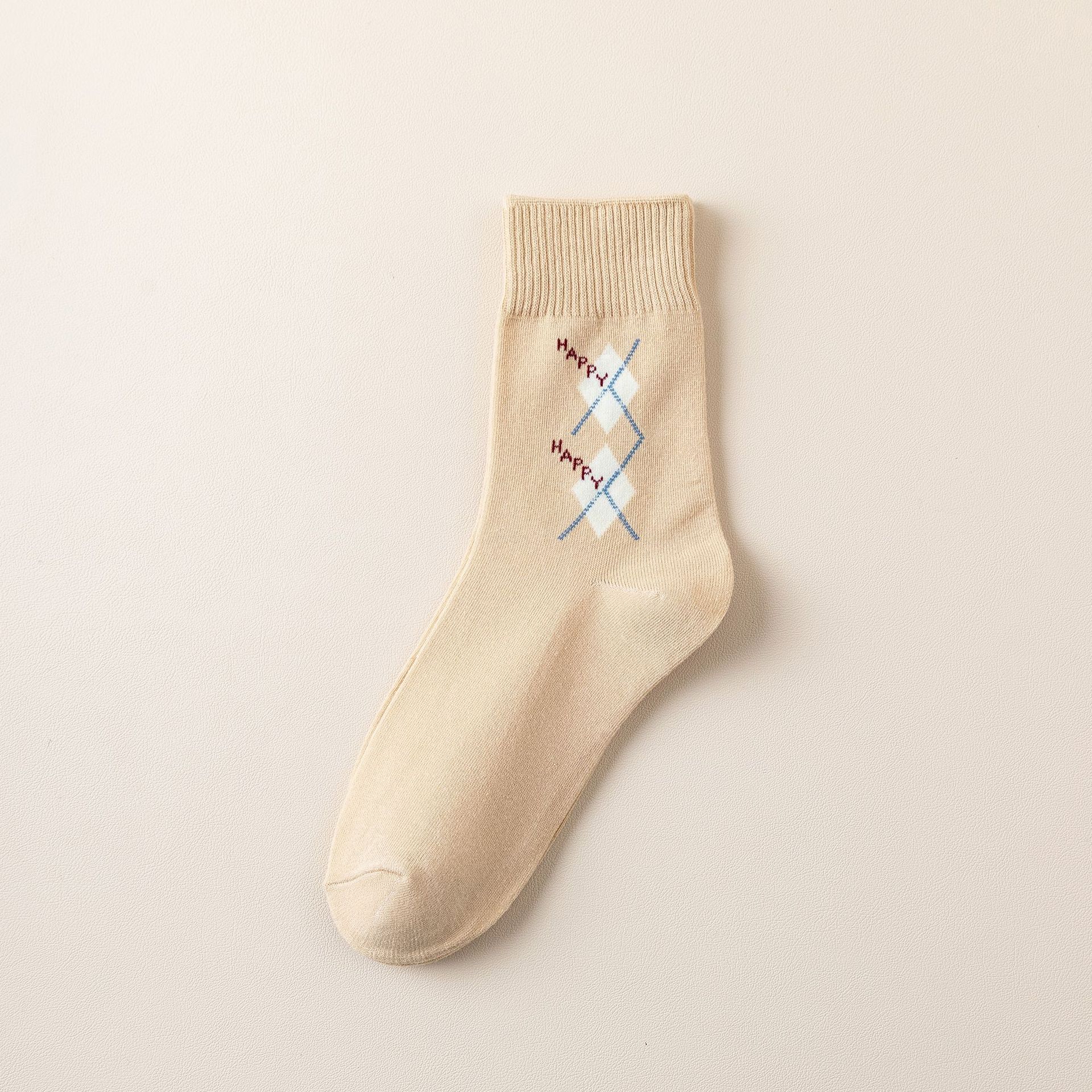 Meias de Algodão com Padrão Diamante