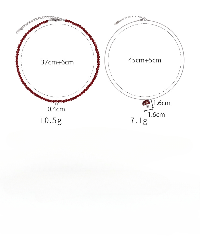 레드 머쉬룸 비즈 롱 목걸이