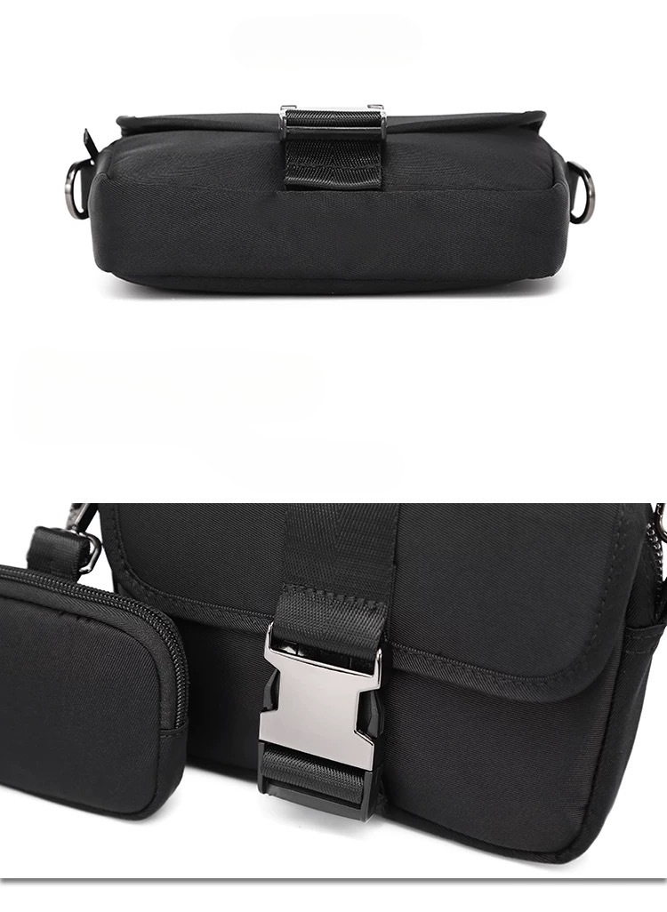 Saco Transversal Preto de Duas Peças para Homem