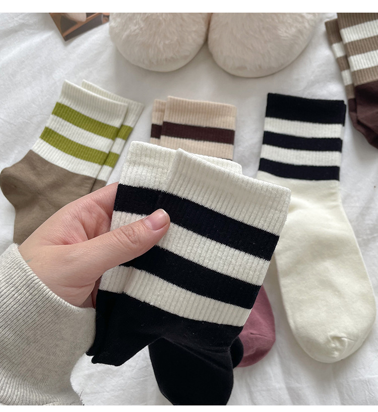 Meias Mid-Calf com Bloco de Cor para Mulheres