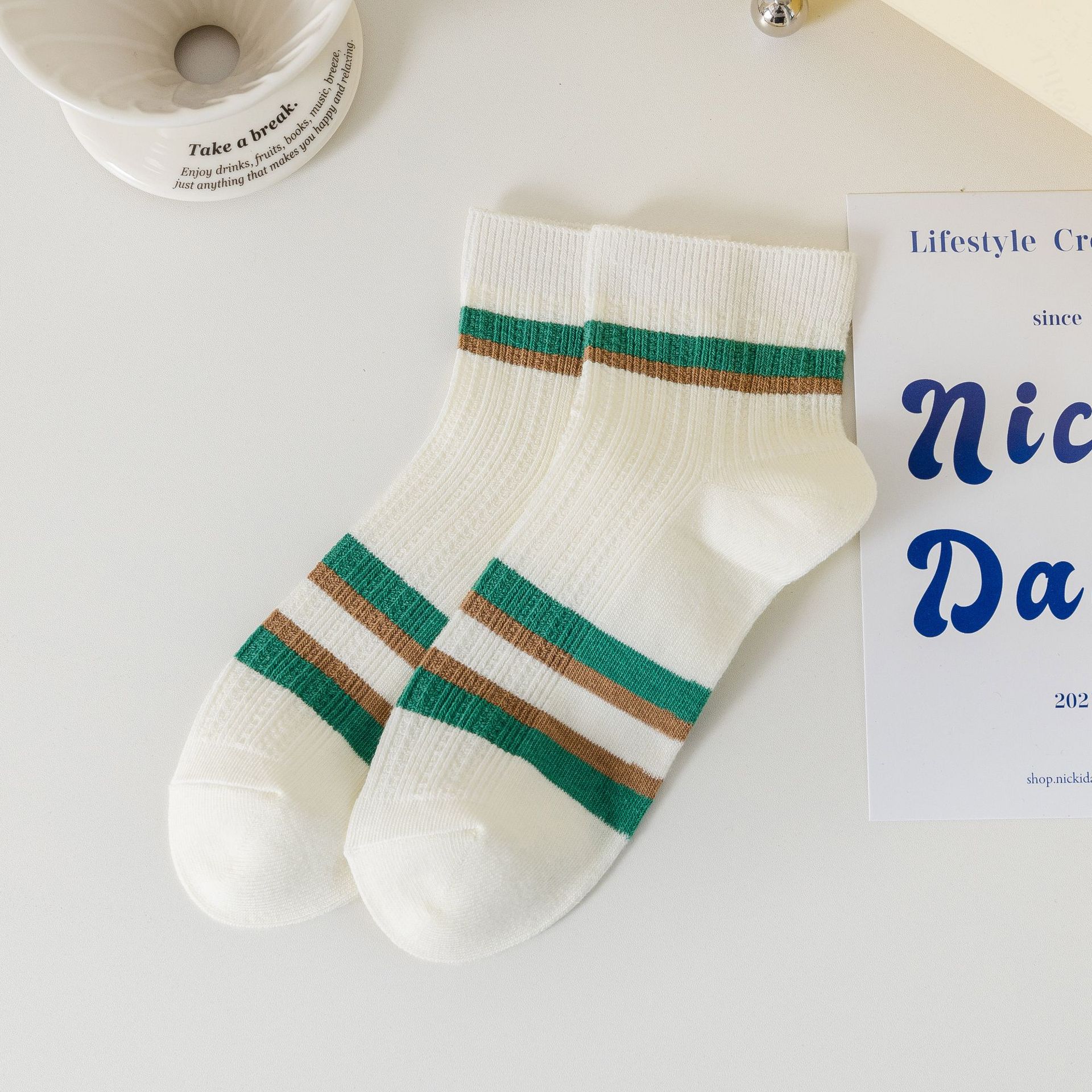 Randiga Bomullsstrumpor