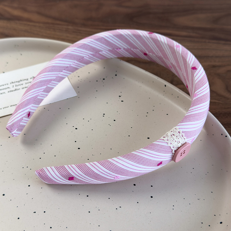 Färgglada Randiga Spetsstoff Hårband och Hårsnoddar