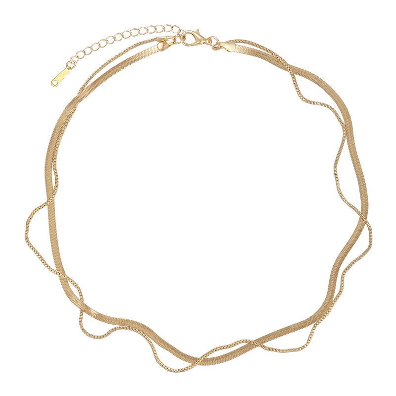 Collar Choker Doble Capa Cadena Serpiente