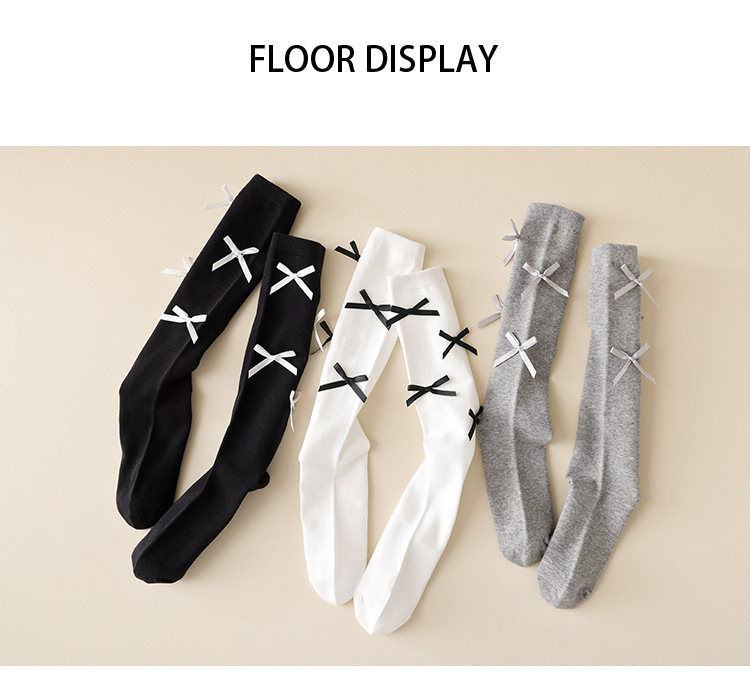 Meias de algodão com laço