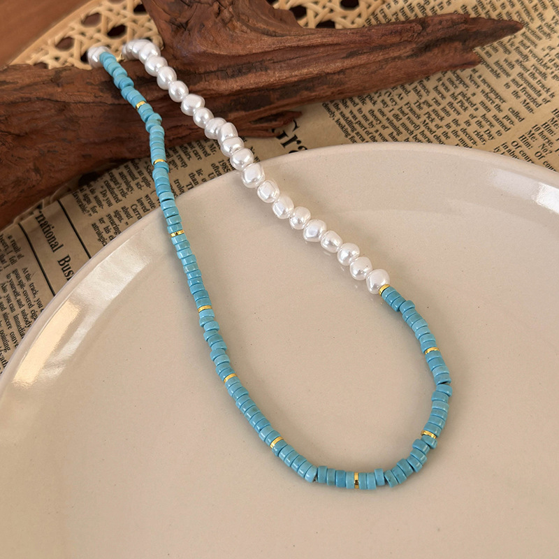 Геометричне намисто-чокер з перлами