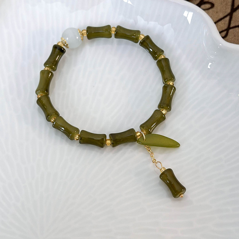 대나무 매듬 캣츠아이 비즈 팔찌