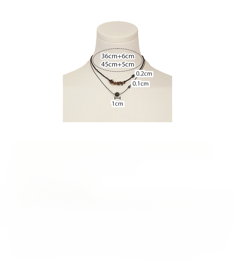 Чорне геометричне намисто з намистинами Тигрове Око