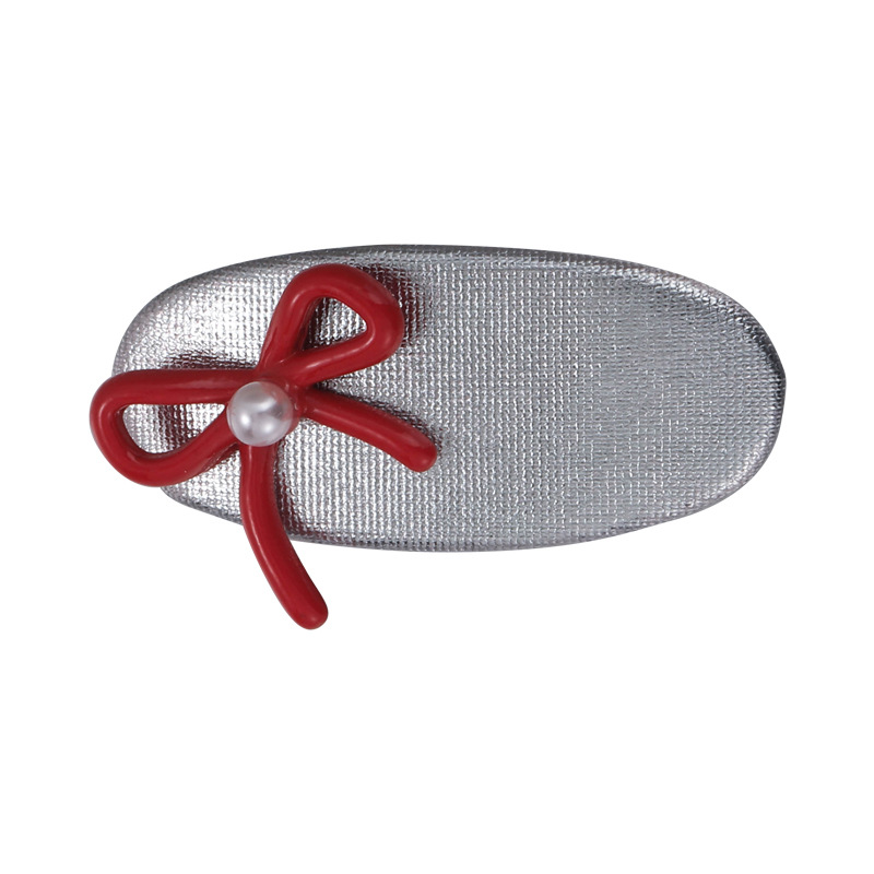 Barrette à Cheveux en Cuir avec Nœud Rouge